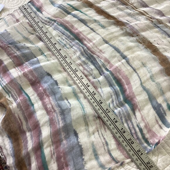NWT J. Jill Pure Jill Cotton & Linen Striped Scarf With Fringe Details - Picture 11 of 11